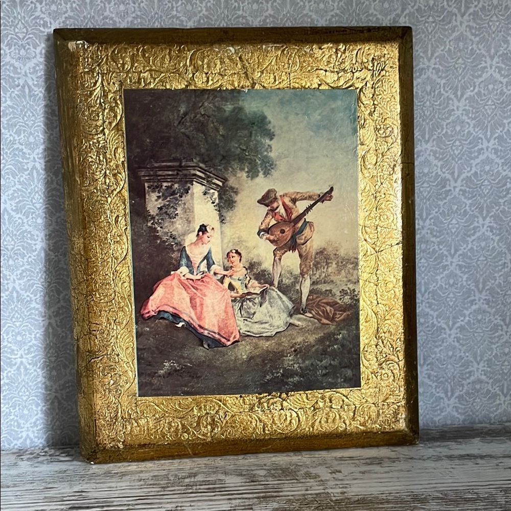 Vintage Gold Framed Pastoral Art Print